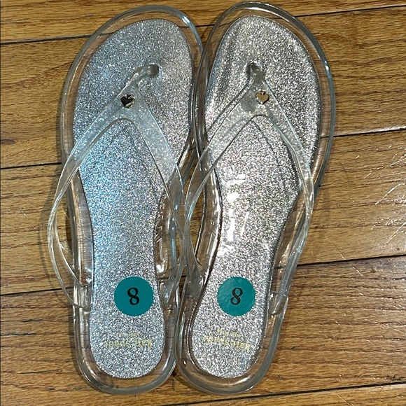 kate spade Shoes - NWOT Kate Spade Clear Glitter Flip Flops size 8